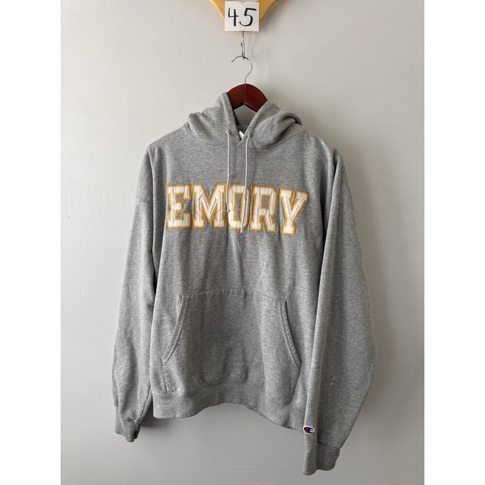 Vintage Champion Emory University Hoodie Men’s Large Gray Spellout College Y2K